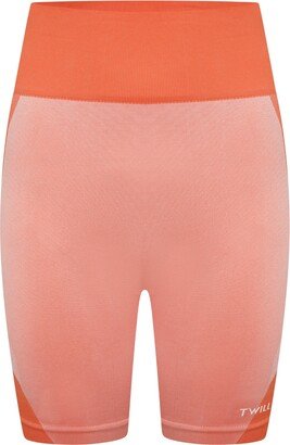 Twill Active Recycled Colour Block Body Fit Cycling Shorts - Yellow & Orange