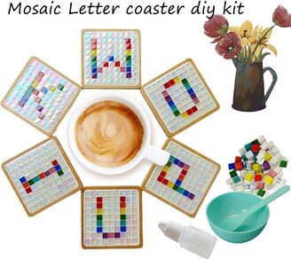 Craft Kit For Adults, Mosaic Coaster Diy, Custom Initials Coasters Gift, Coloured Glass Kit, Stained Kid, Birthday Gift