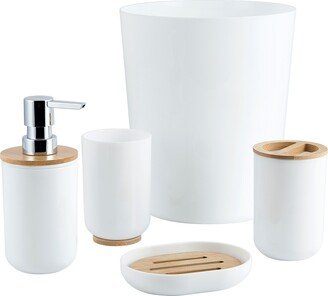 Allure Home Creation Felicity Lotion Pump/Toothbrush Holder/Tumbler/Soap Dish/Wastebasket 5PC Set - White - 4 Piece Set