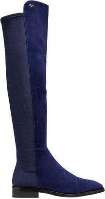 Women's Keelan Dark Blue Suede With Logo Over The Knee Boots (37.5 EU / 7 B US)