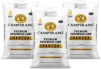 Campirano Premium All Natural Hardwood Bulk Black Lump Charcoal, Burns Longer and Hotter, Perfect for Smokers or Ceramic Grills, 40 Pound Bag (3 Pack)