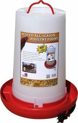 Farm Innovators Inc Farm Innovators HPF-100 Thermostatically Controlled Heated 3 Gallon Plastic Outdoor Year Round Hanging Poultry Chicken Water Fountain, Red