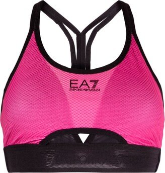 Logo-Print Cut-Out Sports Bra