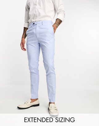 super skinny linen mix suit pants in pastel blue