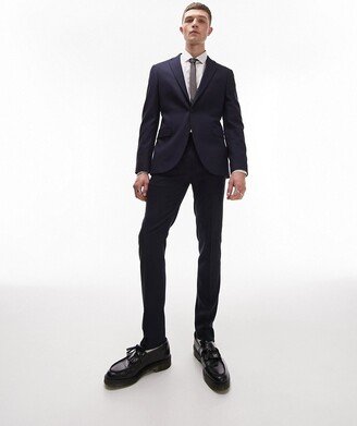 stretch super skinny textured suit pants in navy