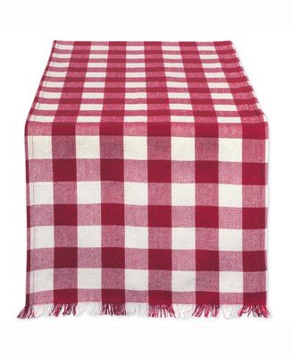 Wine Heavyweight Check Fringed Table Runner 14