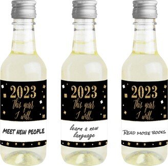 Big Dot Of Happiness New Year's Eve Gold Mini Wine Bottle Stickers 2024 Resolution Favor Gift 16 Ct