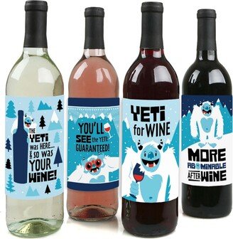 Big Dot Of Happiness Yeti to Party - Abominable Party Decor - Wine Bottle Label Stickers - 4 Ct