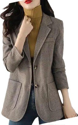 Tdvcpmkk Women's Long Sleeve Suit Ladies Lapel Versatile Fashion Suit Jacket Brown