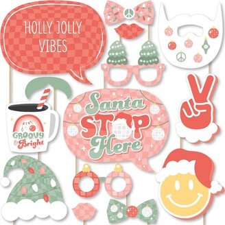 Big Dot Of Happiness Groovy Christmas - Pastel Holiday Party Photo Booth Props Kit - 20 Count