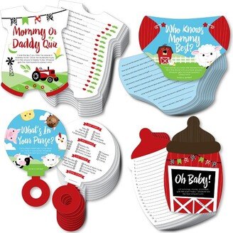 Big Dot of Happiness Farm Animals - 4 Barnyard Baby Shower Games - 10 Cards Each - Gamerific Bundle