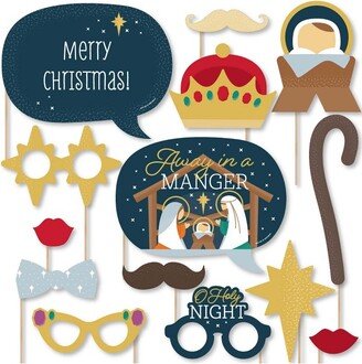 Big Dot of Happiness Holy Nativity - Manger Scene Religious Christmas Photo Booth Props Kit - 20 Count