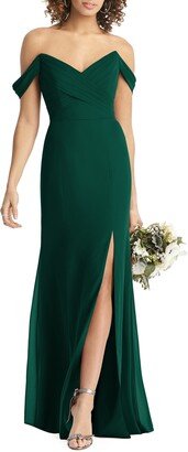 Strapless V-Neck Chiffon Trumpet Gown