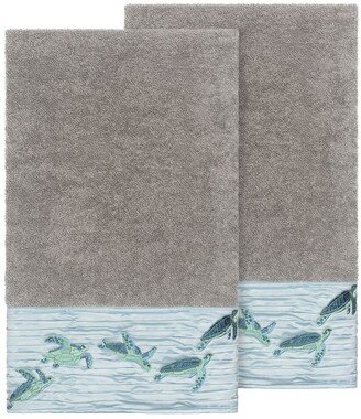 Mia Embellished Bath Towel - Set of 2 - Dark Grey