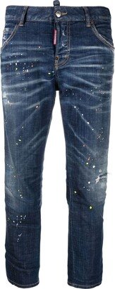 Low-Rise Paint-Splatter Jeans