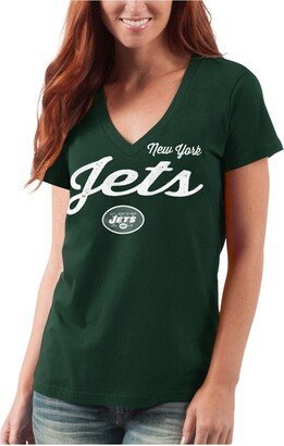 Women's G-iii 4Her by Carl Banks Green New York Jets Post Season V-Neck T-shirt