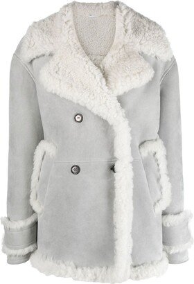 Double-Breasted Shearling Peacoat-AA