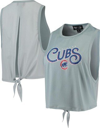 Women's The Wild Collective Light Blue Chicago Cubs Open Back Twist-Tie Tank Top