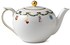 Star Fluted Christmas Tea Pot with Lid