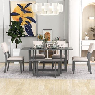 Wooden 6-Piece Dining Table Set