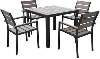 5pc Sun Bleached Black Outdoor Dining Set