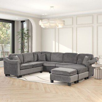 Abrihome 4pcs Sectional Sofa with Ottoman with Right Side Chaise-122.1 x 91.3