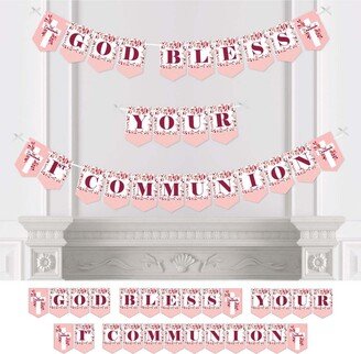 Big Dot Of Happiness Pink Elegant Cross - Bunting Banner - Party Decor - God Bless Your 1st Communion