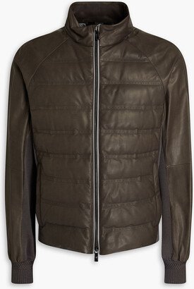Quilted perforated leather jacket
