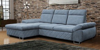 Hillpine Modern Grey Velvet Upholstered Convertible Sectional Sofa with Left Facing Chaise and Storage