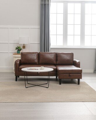 IGEMAN L-Shape Sectional Sofas, Reversible Sleeper Sofas with Storage Chaise-AB