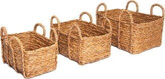 Jumbo Rectangle Braided Rush Baskets (Set Of 3)