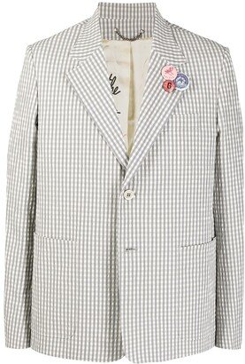 Gingham-Check Single-Breasted Blazer