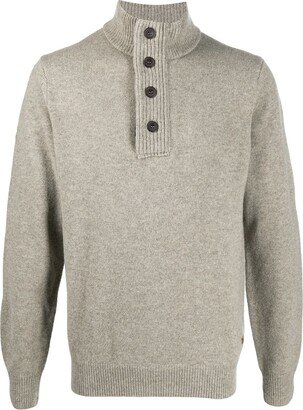 Stand-Up Collar Buttoned Jumper