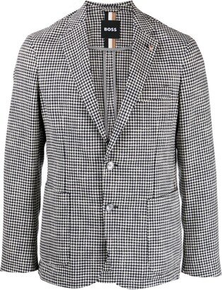 Houndstooth-Pattern Cotton-Blend Blazer