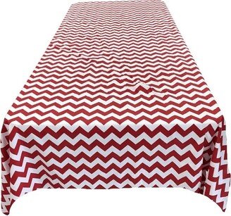 Rectangular Chevron/Zig Zag Print Poly Cotton Tablecloth | White/ Red, Choose