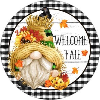 Welcome Fall Gnome Sign, Wreath Autumn Attachment, Metal Sweet Magnolia, Nonni