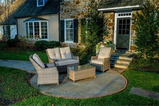 Rockhill Wicker 4 Piece Seating Group with Sunbelievable Cushions