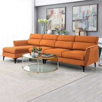 IGEMAN Convertible Sectional Sofa Couch, L-Shape Flannel Upholstered Sofa with Chaise