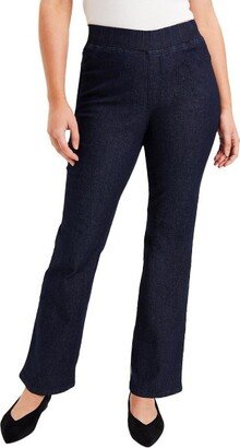 June + Vie by Roaman's Women's Plus Size Contour Denim Bootcut Jean, 16 W - Dark Wash