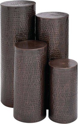 Set of 4 Industrial Metal Pedestal Tables Brown - Olivia & May