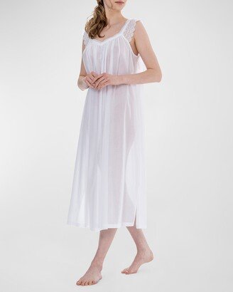 Celestine Ornelia 1 Ruched Lace-Trim Cotton Nightgown