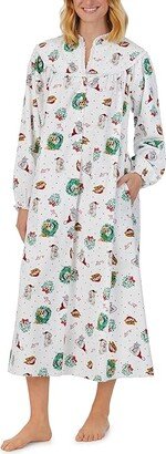 Lanz of Salzburg Classic 50 Open Neck Gown (Holiday Wreath) Women's Pajama