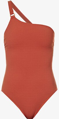 Womens Russet Isla Rib Asymmetric-neck Swimsuit