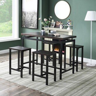 AOOLIVE 5 Piece Dining Set with Counter and Pub Height, 1 Table and 4 Chairs