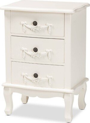 Callen Wood 3 Drawer Nightstand White