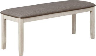 Wooden Bench with Fabric Upholstered Seat and Chamfered Legs