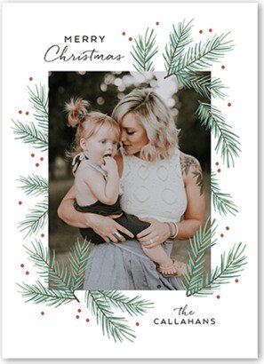 Holiday Cards: Festive Pine Holiday Card, White, 5X7, Christmas, Matte, Signature Smooth Cardstock, Square