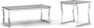 Kiloran Contemporary 47-inch Glass Top 2-Piece Coffee Table Set