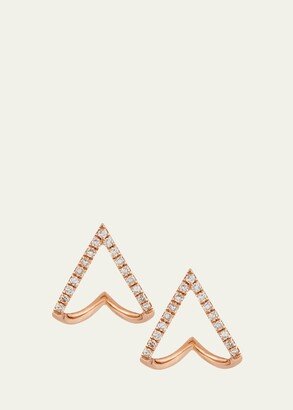 14K Gold Mini Chevron Wrap Stud Earrings with Diamonds