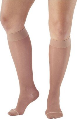 Ames Walker AW Style 18 Women's Wide Sheer Support 20-30 mmHg Compression Knee Highs Lt Nude X Large Wide